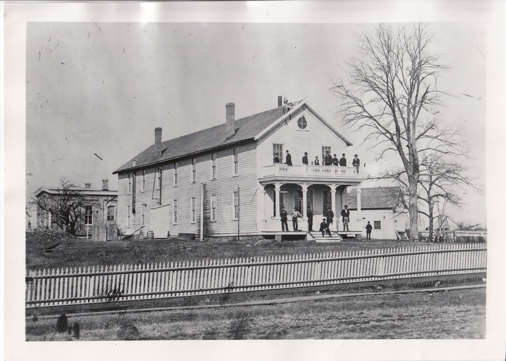 Workers outside Edison’s main laboratory at Menlo Park, around 1880.