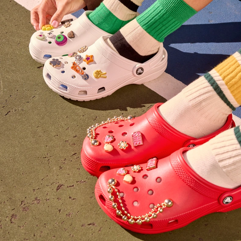Jibbitz charms personalise the same basic clog.