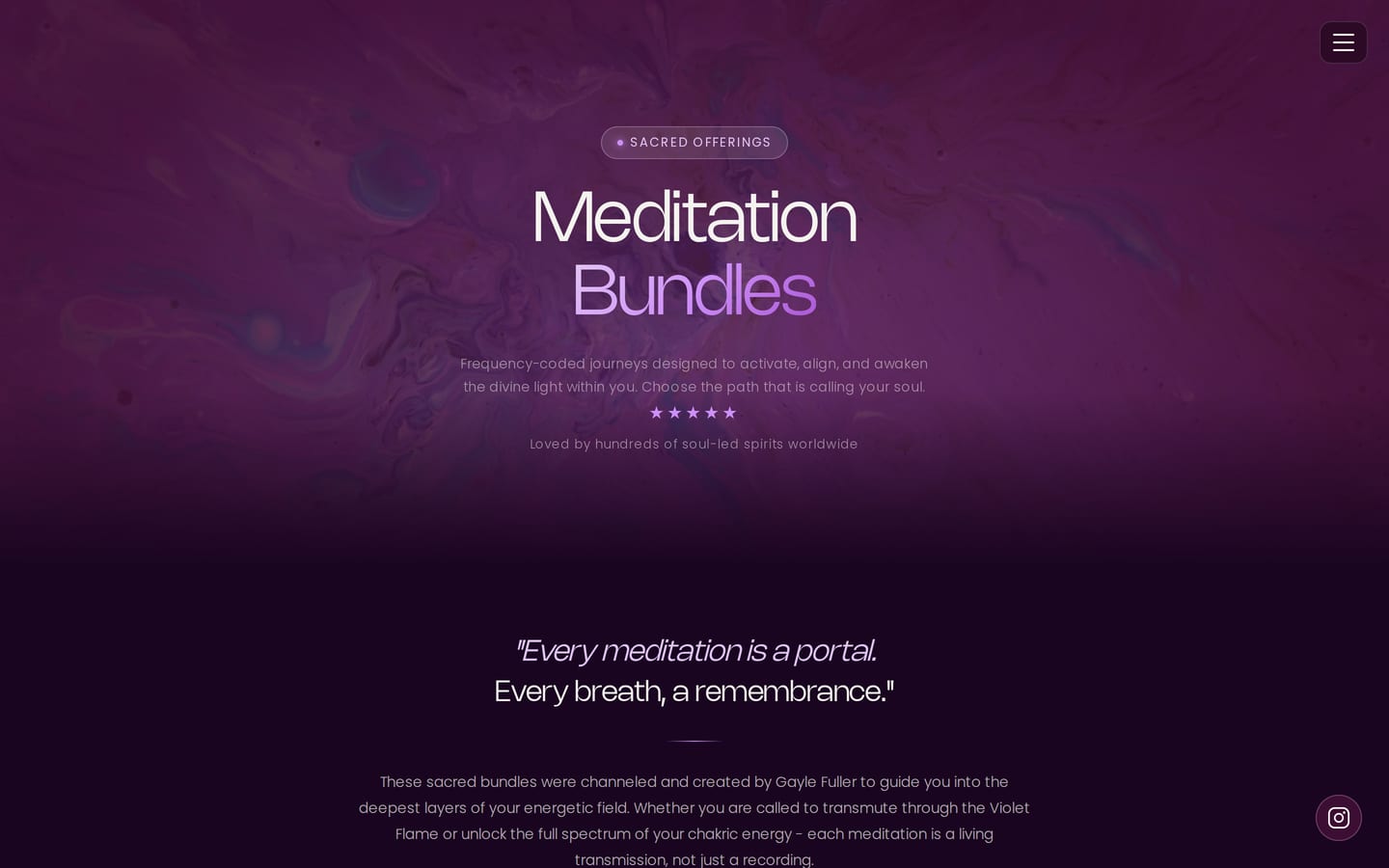 theboujeehealer.com: the Meditation Bundles page.