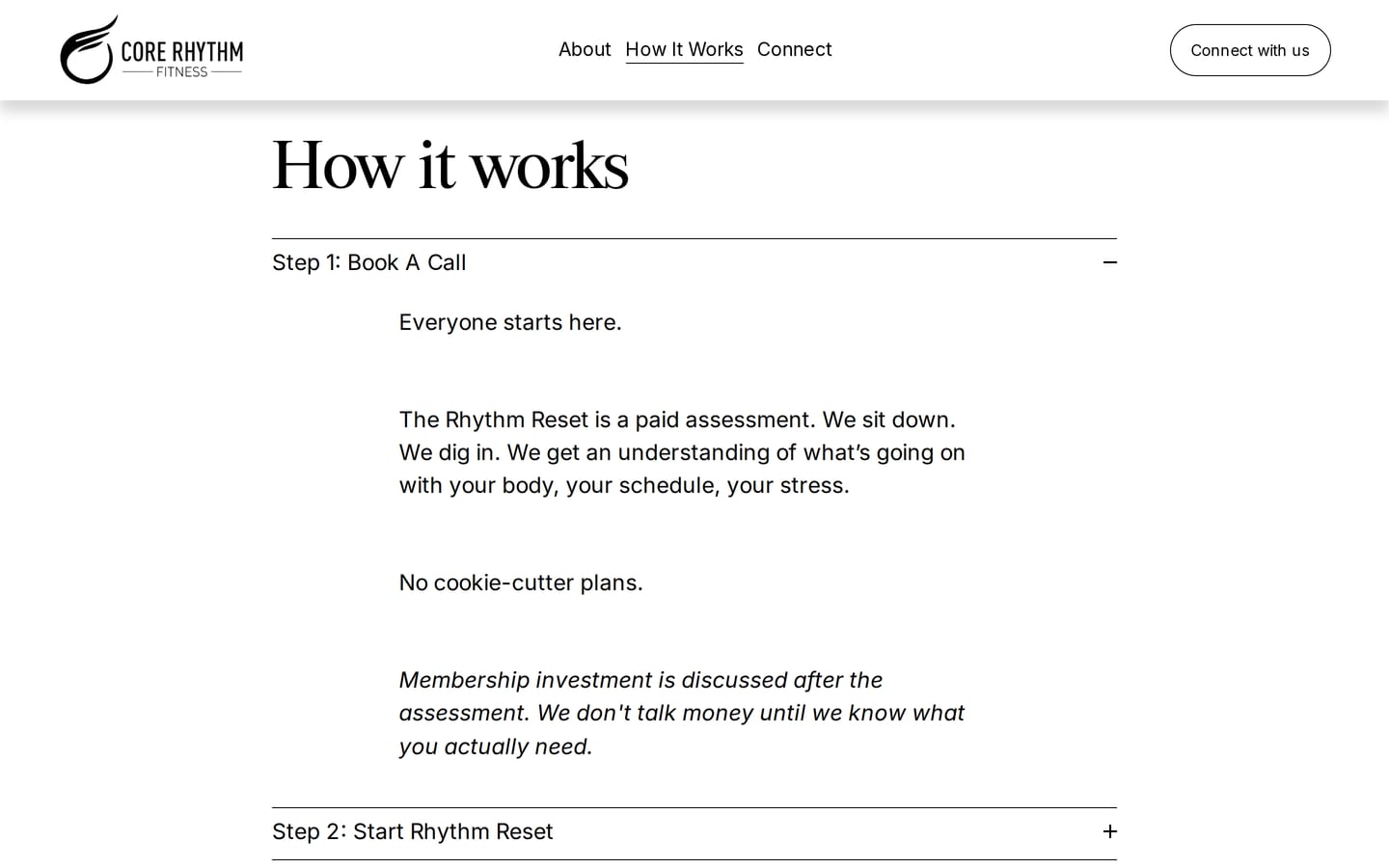 corerhythmfitness.net: the How It Works page.
