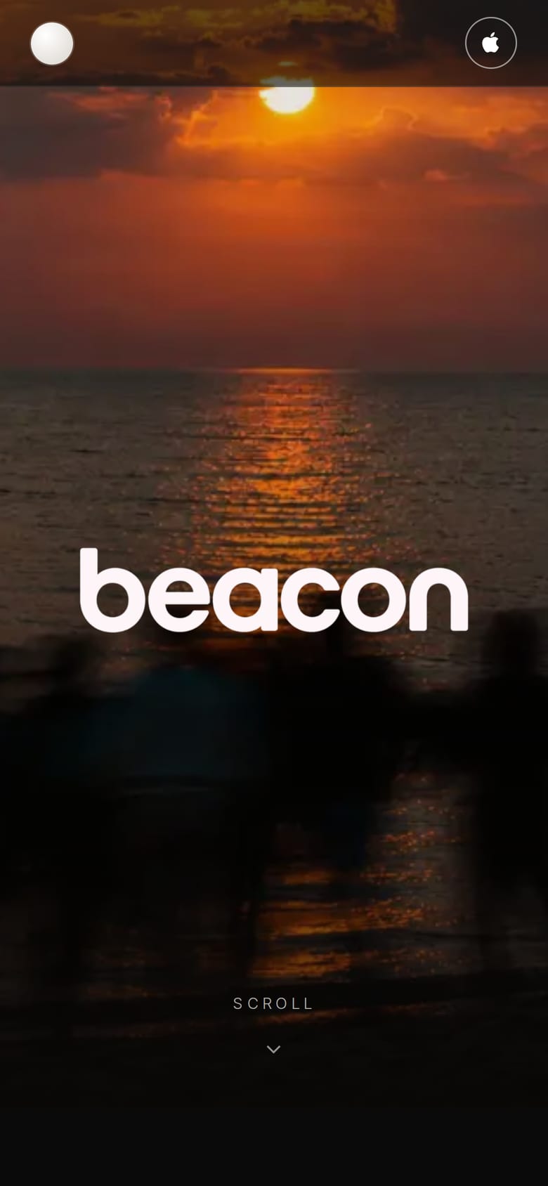 Beacon's home page on a phone.