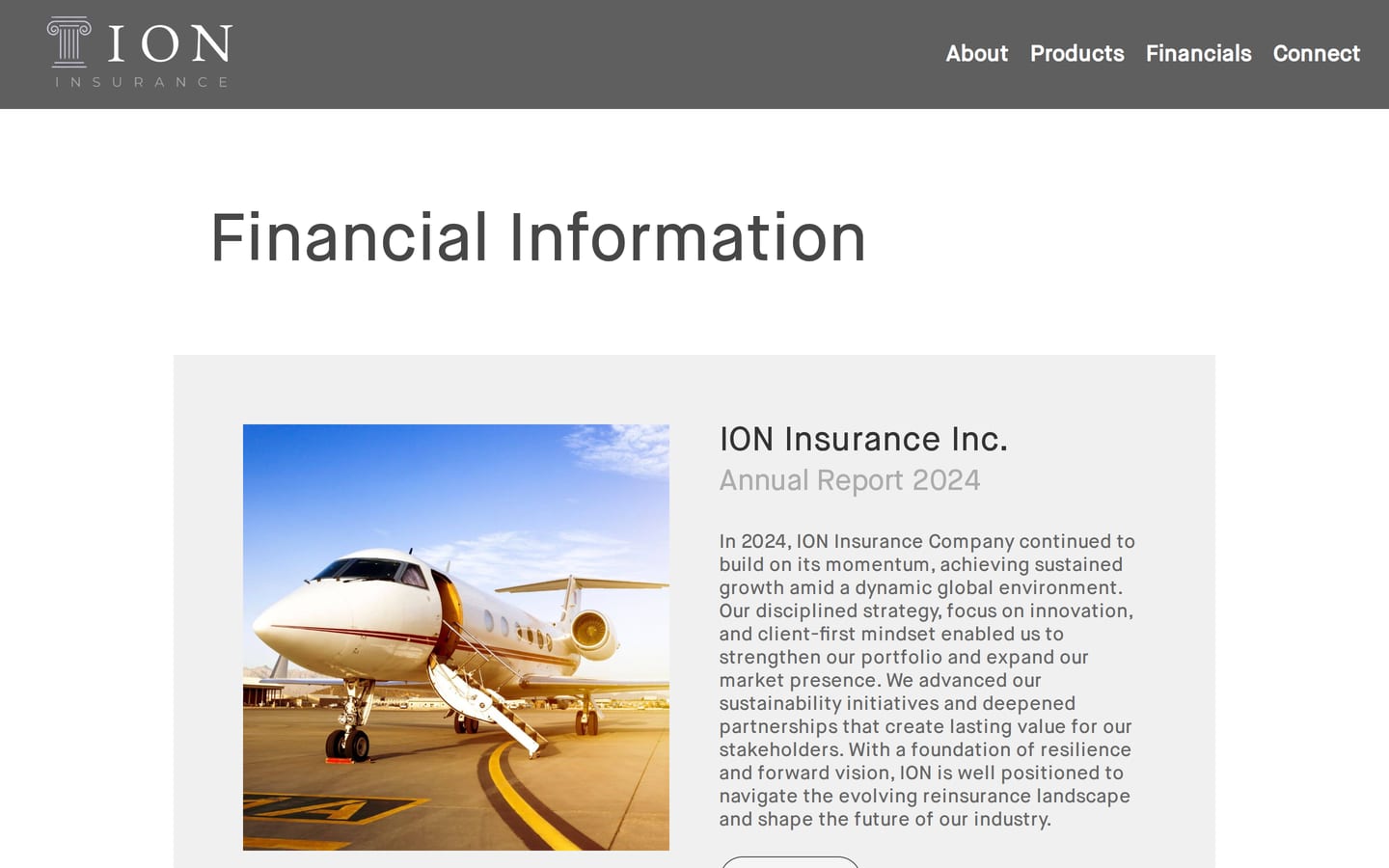 ioninsuranceinc.com: the Financials page.