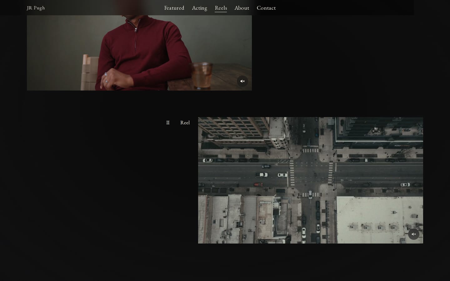 The Reel page: a wide film tile under the menu.
