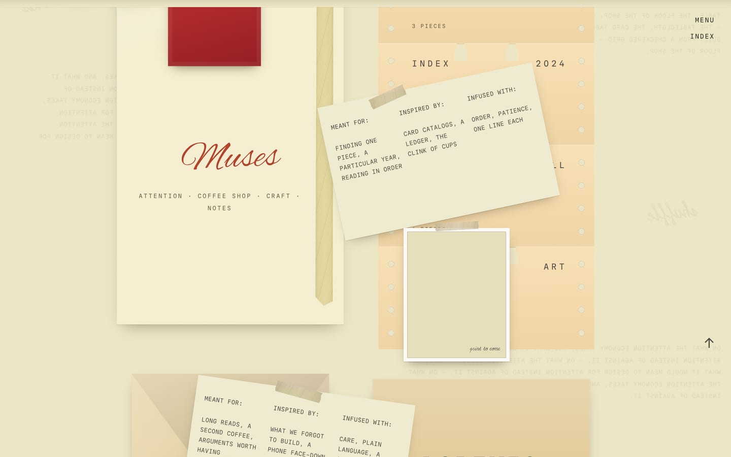 The mailroom page: the ways to choose a piece.