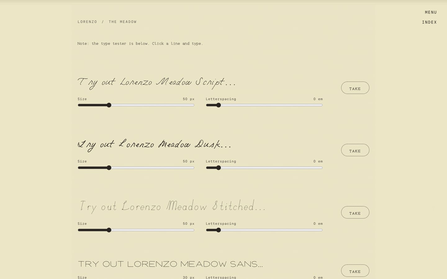 The Lorenzo Meadow page.