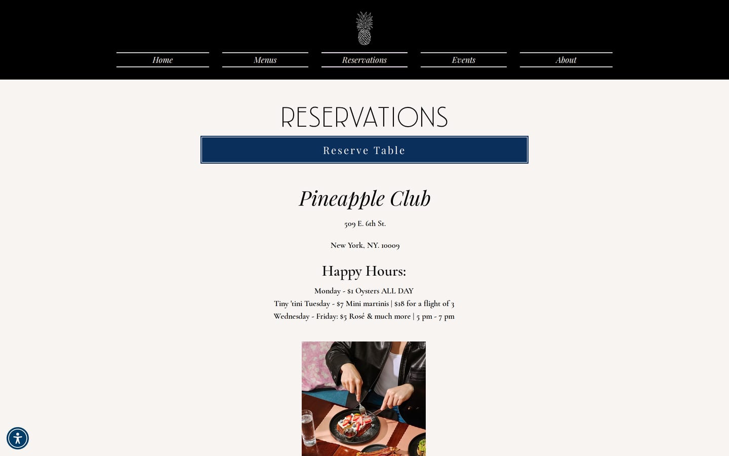 pineappleclub.com: the Reservations page.