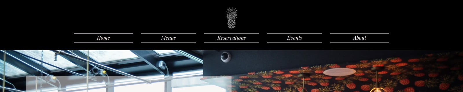 The header of pineappleclub.com: the site's name and menu.