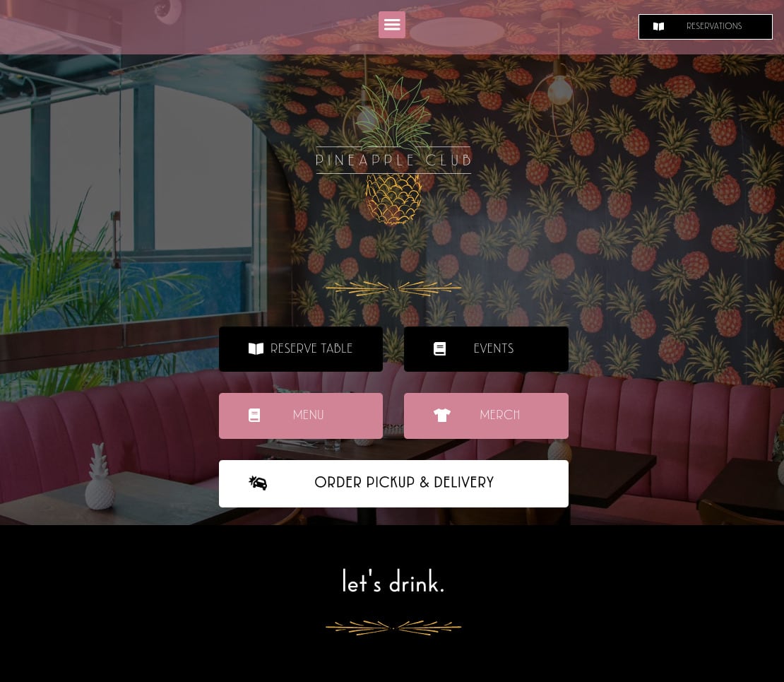 Pineapple Club: a screen of the site as qwarter.com's case study shows it