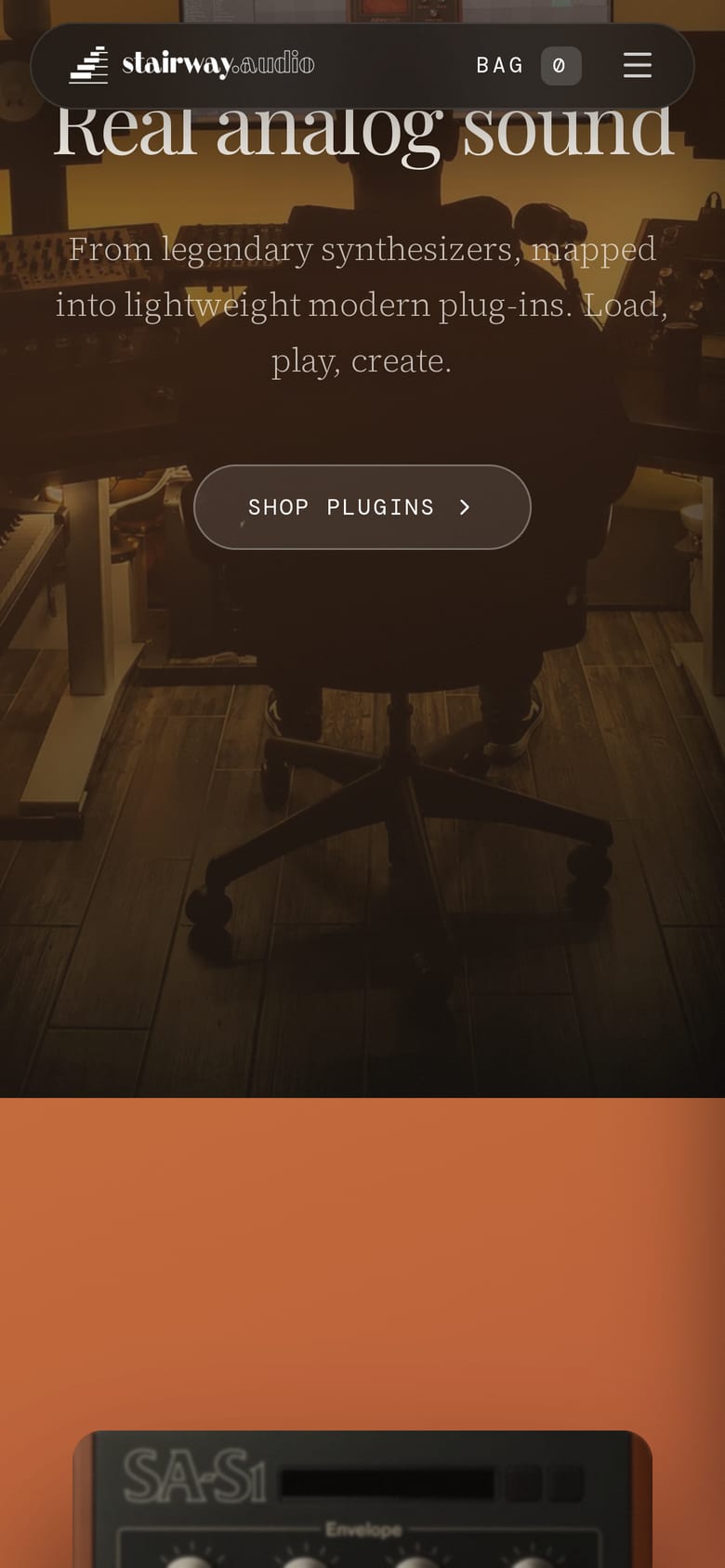 Stairway Audio's home page on a phone.