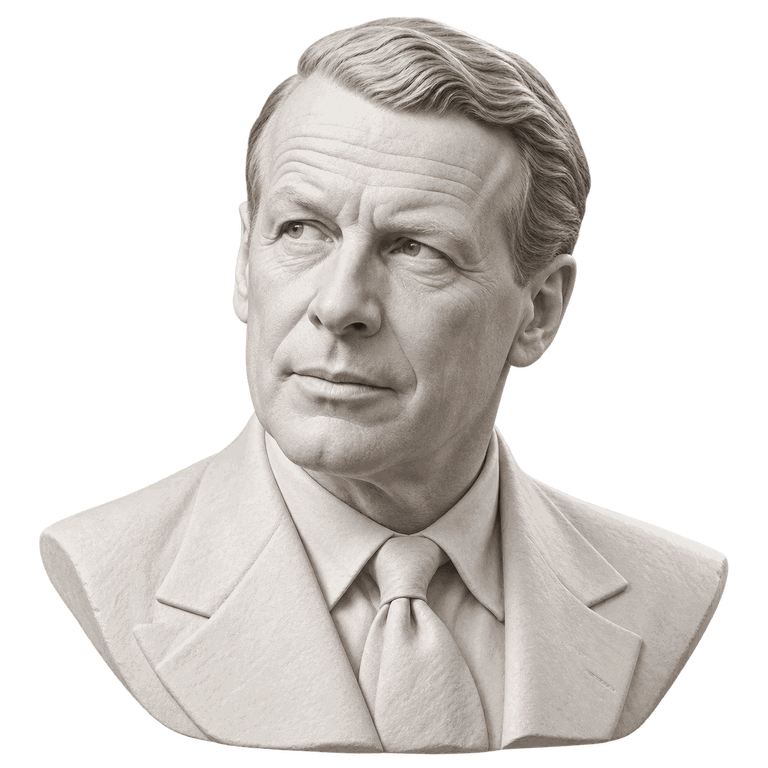 David Ogilvy, in white plaster.