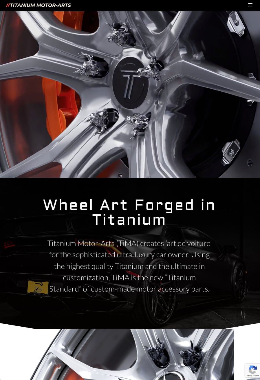 Titanium Motor Arts: a screen of the site as qwarter.com's case study shows it
